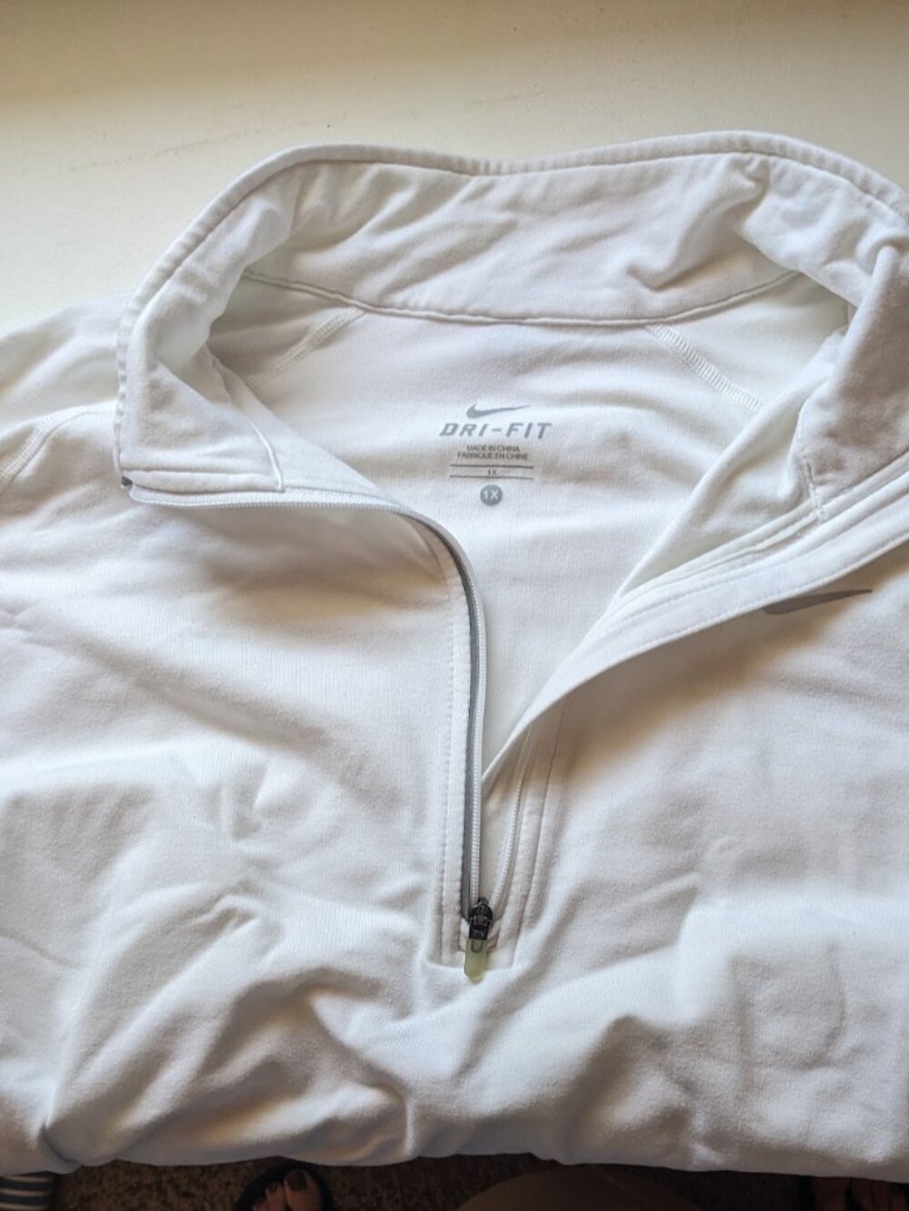 Nike Dri-Fit Quarter-Zip Pullover in White size 1X running workout athletic - Picture 3 of 5